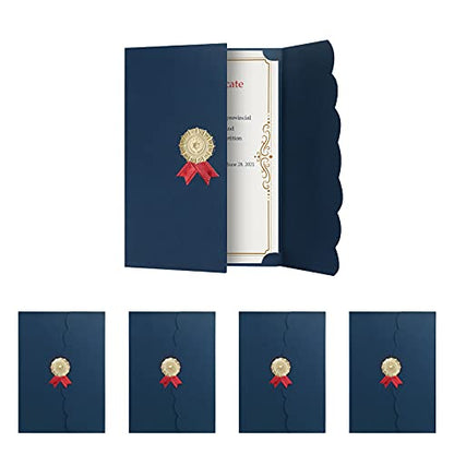 5Pcs Certificate Holders Diploma Covers A4 Letter Size Graduation Certificate Covers Navy Blue Red Diploma Document Holders for Diplomas Awards Certifications Employee Appreciation 8.5 x 11 - color: Blue