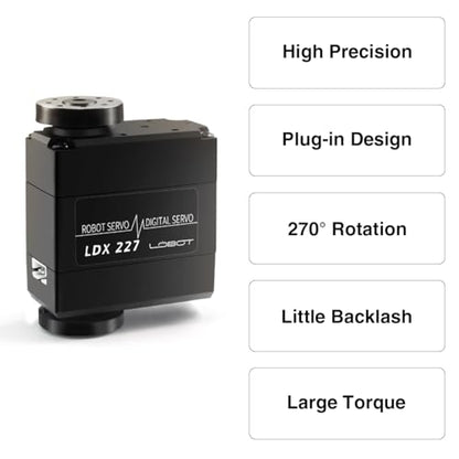 LewanSoul LDX-227 Full Metal Gear Standard Digital Servo with 17kg High Torque Dual Ball Bearing for Robot(Control Angle 270) - size: Control Angle 270°