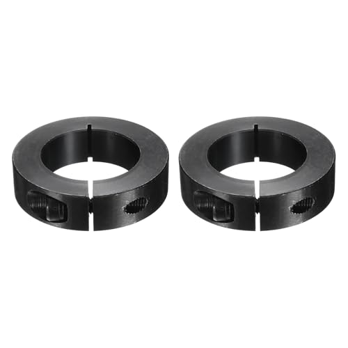 uxcell 2Pcs Single Split Shaft Collar, 45mm Bore One Piece Clamping Collar 73mm OD 19mm Thickness Black Oxide Lock Collar Clamp with Set Screws (1045 Steel) - size: 45mm x 73mm x 19mm