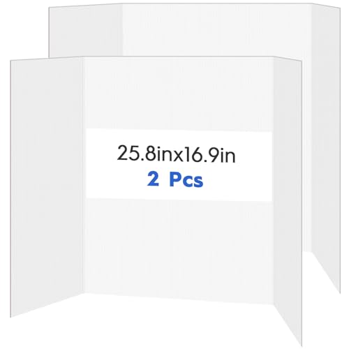 2 Pack Display Boards for Presentations, 25.8" X 16.9" Cardboard Poster Board with Smooth Finish & Fibrous texture Interior, Foldable for School Projects, Science Fairs, Event Displays, and Business