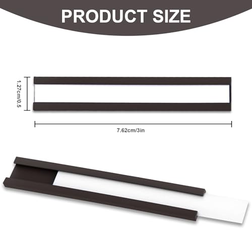 50 Pack 'C' Channel Magnetic Label Holders (0.5" x 3") - size: 0.5" x 3"