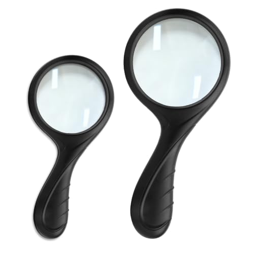 2 PCS Handheld Magnifying Glass Set, 3X & 5X Optical Glass Magnifier