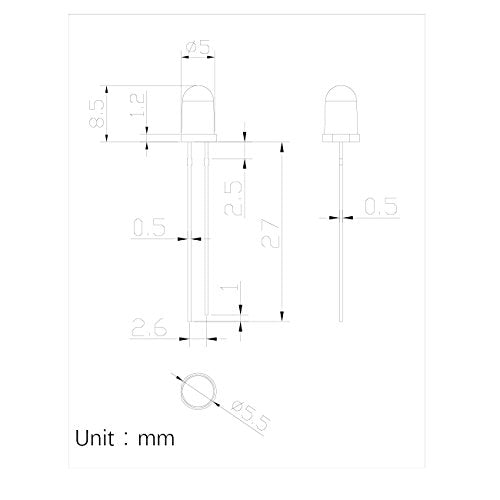 100pcs 5mm Red Blinking Diffused LED Diodes 1.5Hz Flash (Single Color Flashing) Round Lens 29mm Lead DC 2V Blink Bulb Lamp Light Emitting Diode +100pcs Resistors 470ohm for DC 6-12V Included - color: [03] Red-red / 100pcs, style: 5mm Blinking Light
