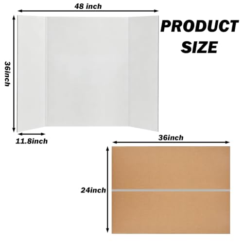 8 Pack Trifold Poster Board, 36×48 Inch Display Board with Pre-Creased Design, 3mm Thick Large Size Project Board, Multipurpose Presentation Board for Science Fairs, School Projects & Events