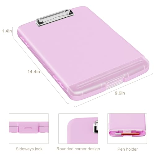 Piasoenc Clipboard with Storage, 8.5 x 11 Clip Board with Pen Holder, Pink - color: Deep Pink