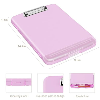Piasoenc Clipboard with Storage, 8.5 x 11 Clip Board with Pen Holder, Pink - color: Deep Pink