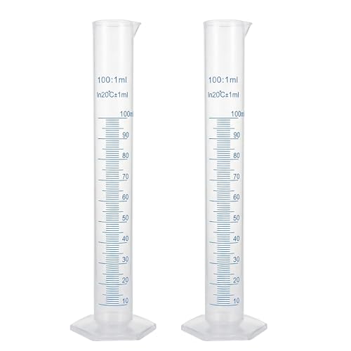 Graduated Cylinder Plastic 100ml Lab Measuring Cylinders for Home and School Science, 2 PCS - size: Plastic 100 ml