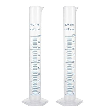 Graduated Cylinder Plastic 100ml Lab Measuring Cylinders for Home and School Science, 2 PCS - size: Plastic 100 ml