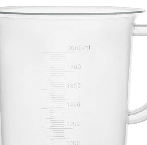 EISCO Plastic Pitcher, 2000mL (2L) - Molded Graduations - Chemical Resistant & Autoclavable Polypropylene - Measuring Jug (Pack of 2) - size: 8 inches x 9 inches x 8 inches (Pack of 2)