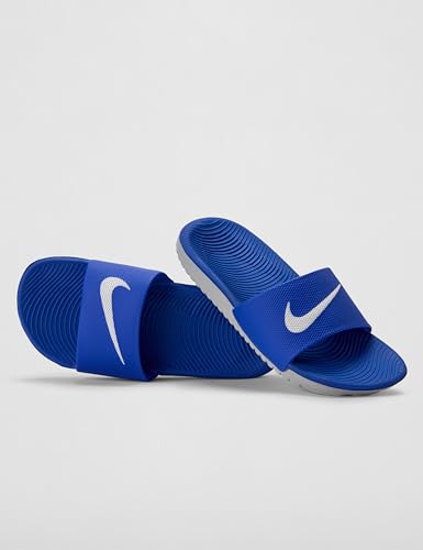 Nike Unisex Kids' Kawa Slides - Boys Girls Toddlers & Baby Sandals - color: Hyper Cobalt/White, size: 4 Little Kid