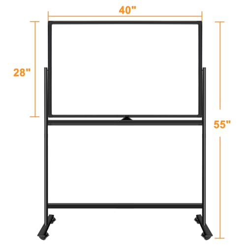 BSTPCOO Double-Sided 40"x28" Magnetic Dry Erase Board Mobile Whiteboard - color: Black, size: 40"W x 28"H