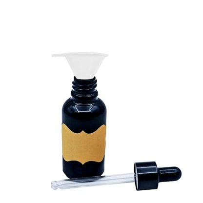 12 Pcs1 oz Black Glass Dropper Bottle 30 ml Tincture Bottles with Dropper Lab Dropping with Eye Droppers, Funnels, Label Stickers for Essential Oil Perfumes (Black, UV Safe Bottles) - color: Black, size: 1 Ounces