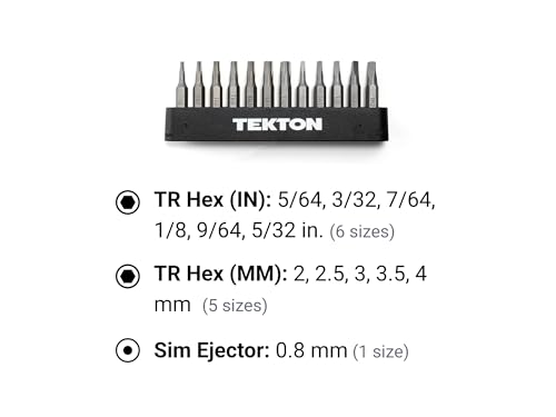 TEKTON 4 mm Tamper Hex Bit Set with Rail, 12-Piece | DZZ92006 - style: 12-pc. Tamper Hex Bit Set