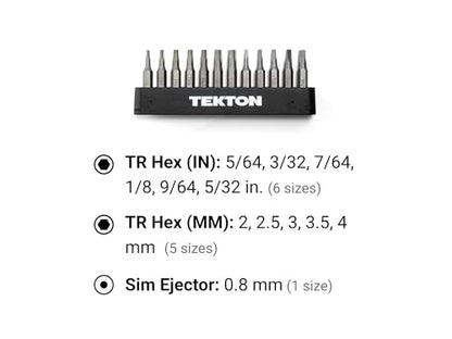 TEKTON 4 mm Tamper Hex Bit Set with Rail, 12-Piece | DZZ92006 - style: 12-pc. Tamper Hex Bit Set