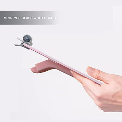 Pink Mini Desktop Pure Glass Whiteboard, Small Glass Dry-Erase Whiteboard - color: Pink