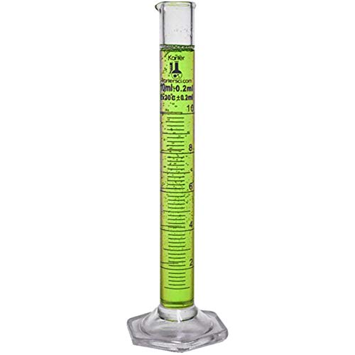 10ml Graduated Cylinder, Borosilicate 3.3 Glass, Single Metric Scale, Karter Scientific 246F1 (Pack of 50) - size: 10ml, style: Pack of 50