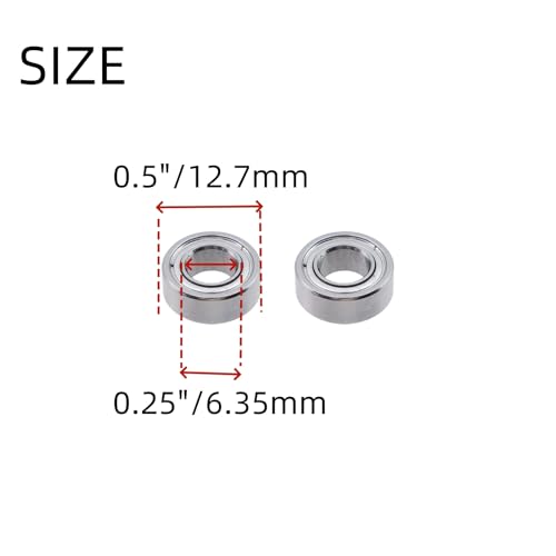 The Shank with Bearings Accessory Kit,Shank Ball Bearing Router Bit fit for 1/4" Shank Router Bit,Interior:6.35MM Outer:12.7MM,Pack of 5