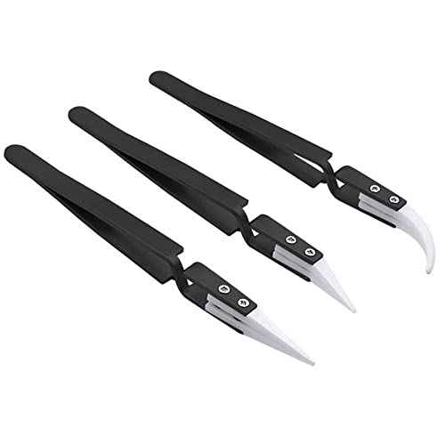 3pcs Stainless Steel Anti-Static Ceramic Solder Tweezers