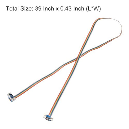 MECCANIXITY 2 Pcs IDC Rainbow Wire Flat Ribbon Cable DB9 Male to DB9 Female 39 Inch Length 2.54mm Pitch Breadboard Jumper Wires for Electronic Projects - size: 39 Inch, style: DB9 Male to DB9 Female