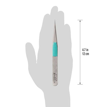 Beaditive High Precision Heavy-Duty Tweezers With Cushion - 4.7" Craft Tweezers for Sewing, Beading & DIY Crafts - Non-Serrated, Fine Point Tips - Stainless Steel Needle Nose Hobby Tweezers (Teal) - color: Teal