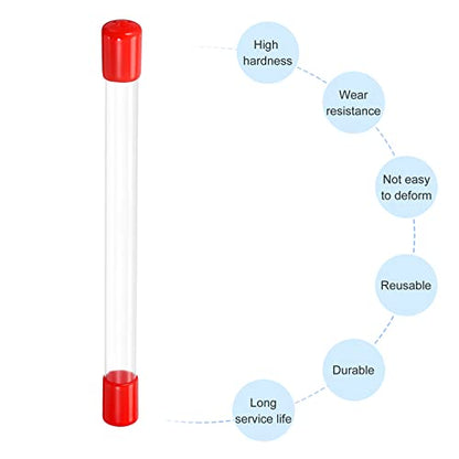 PATIKIL Clear Rigid Tube Round Plastic Tubing with Red Rubber Caps Polycarbonate Water Pipe, 305mm/ 12 Inch Length, 14mmx15mm/0.55"x0.6", 2 Set - color: Red,Clear, size: 0.55"x0.6"