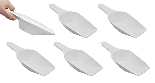 EISCO 6PK Scoops, 250ml (8.5oz) - Polypropylene Plastic - Flat Bottom - Excellent for Measuring & Weighing - Autoclavable