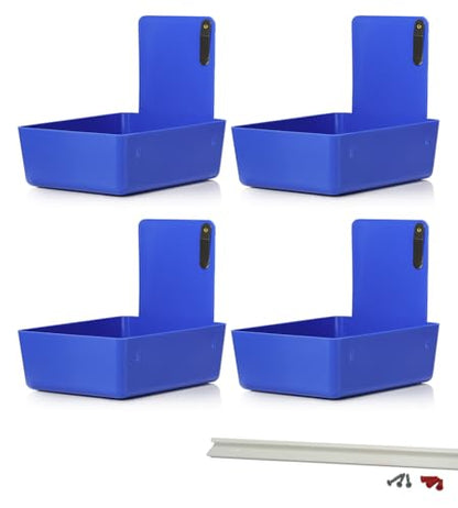 4/Pk Dental Lab Pan with Hanging Bar Strip Plastic Dental Medical Pro Lab Working Pans with Stainless Steel Clip for Notes (Neon Blue) - color: Neon Blue