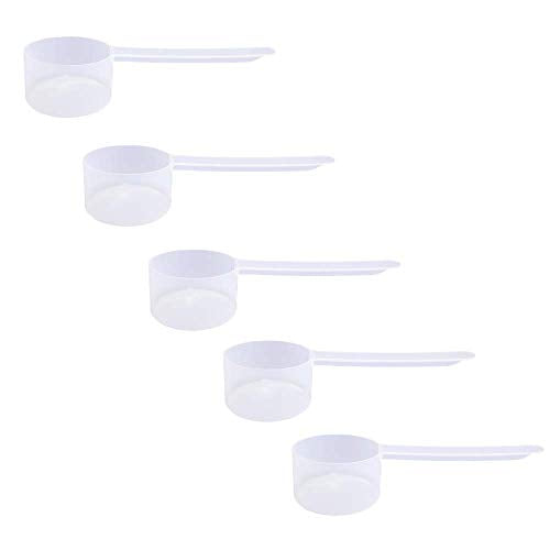 Plastic Measuring Scoop, (43 cc | 1.5 Oz. | 43 mL) Long Handle Spoons for Powders, Granules, Coffee, Pet Food, Baking Supplies, Protein and Other Dry Goods, BPA Free (Set of 5) - size: 43 cc | 3 Tablespoon | 1.5 Ounce | 43 mL