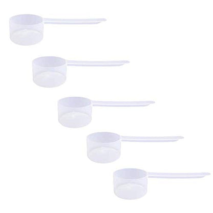 Plastic Measuring Scoop, (43 cc | 1.5 Oz. | 43 mL) Long Handle Spoons for Powders, Granules, Coffee, Pet Food, Baking Supplies, Protein and Other Dry Goods, BPA Free (Set of 5) - size: 43 cc | 3 Tablespoon | 1.5 Ounce | 43 mL
