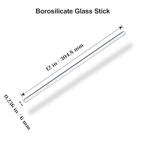 15 Pack Long Glass Stirring Rods, 6mm x 12 Inch, Borosilicate Lab Rods - size: 12 inch 6 mm