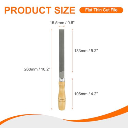 HARFINGTON Flat Thin Cut File 6" Double Cut Teeth High Carbon Steel Hand Rasp File with Wood Handle for Metal Wood Deburring Removing - size: 6", style: Thin