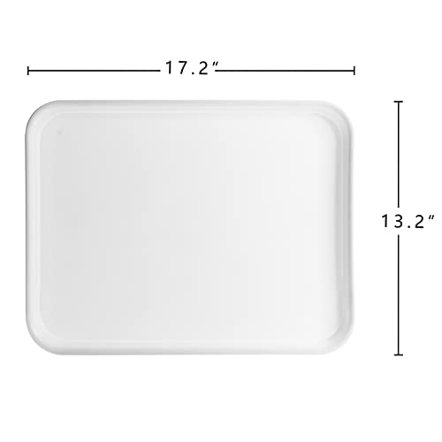 Aebeky Plastic Cafeteria Trays,Fast Food Serving Trays,13"X17",Set of 6(White) - color: White