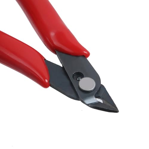 T Tulead Red Wire Cutters Carbon Steel Micro Cutter Flush Wire Electronic Tool Pliers Cutters Pack of 3 - color: Red