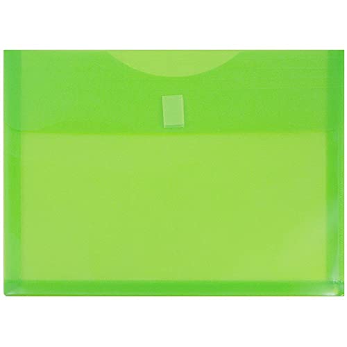 JAM PAPER Plastic Expansion Envelopes with Hook & Loop Closure - Letter Booklet - 9 3/4 x 13 with 1 Inch Expansion - Lime Green - 12/Pack - color: Lime Green, size: 1" Expansion