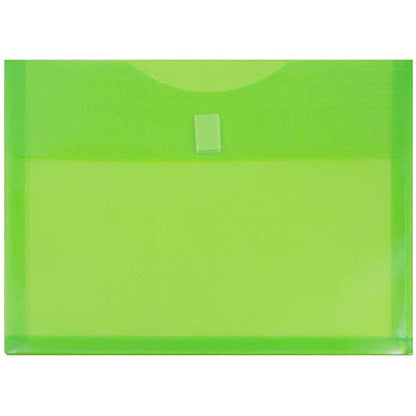 JAM PAPER Plastic Expansion Envelopes with Hook & Loop Closure - Letter Booklet - 9 3/4 x 13 with 1 Inch Expansion - Lime Green - 12/Pack - color: Lime Green, size: 1" Expansion