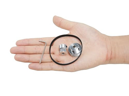 2PCS Set 2GT Aluminum Timing Pulley 20&36 Teeth 6.35mm Bore Synchronous Wheel with 2PCS Length 200mm Width 6mm Belt (20-36T-6.35B-6) - size: 6.35MM Bore, style: 20-36T-6.35B-6MM