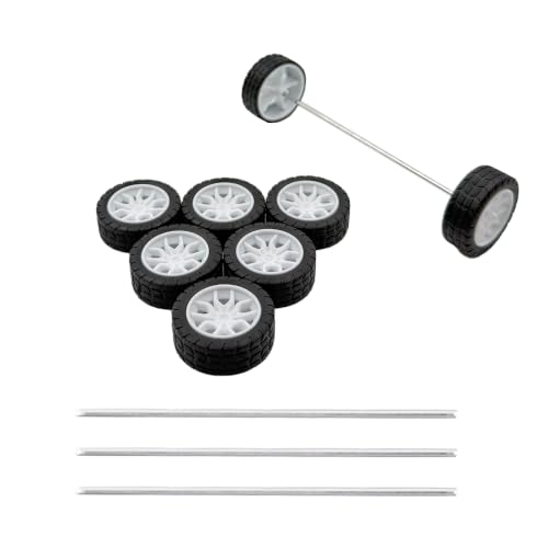 8PCS Toy Car Wheel RC Car Rubber Tire Wheel with Metal Shaft Axles for RC Car Truck Robot DIY Model Car Building Parts (2x30mm) - style: 2x30mm