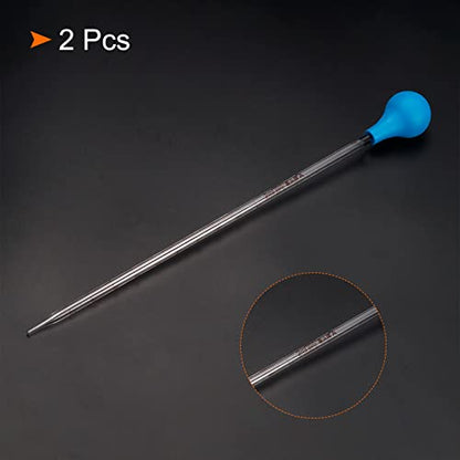 PATIKIL Graduated Dropper Pipettes Kit, 2pcs 2ml Borosilicate Glass Pipette with Rubber Cap for Transfer Liquid for Lab, Chemistry, Clear - size: 2ml