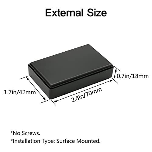 LeMotech Project Box, 5 Pieces ABS Electrical Box Small Junction Box for Electronics PCB Case,Electronic Hobby Box Black, Outside Size 2.8 x 1.7 x 0.7 inch (70x 42x 18 mm) - size: 2.8" x 1.7" x 0.7"(5pc)