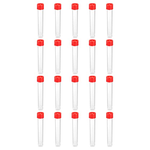 PATIKIL 10mL Plastic Test Tubes, 20 Pack Frozen Test Tube Vial Container Storage Screw Cap for Lab Laboratory Science, Red Clear - color: Red, size: 10mL