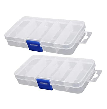 2 Pcs Tool Box Tool Organizer, Plastic Storage Case with 10 Removable Grids