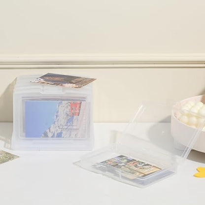 novelinks 6 Pcs 4"x6" Plastic Photo Storage Boxes with Tray (Clear 1Pack) - color: Clear