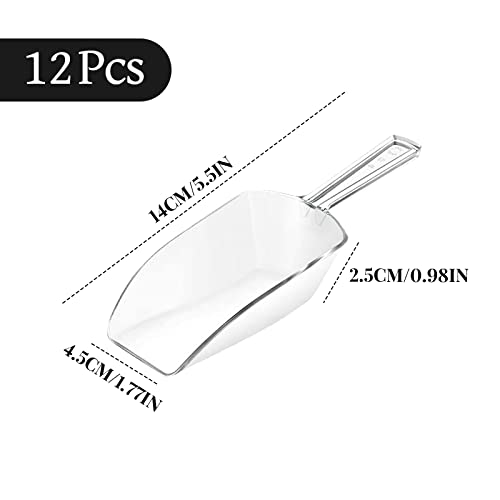 Sawysine 12 Pcs 5.5'' Mini Clear Plastic Acrylic Scoops Multi Purpose