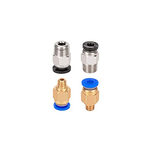 Aokin 2 Pcs PC4-M6 Pneumatic Fitting and 2 Pcs PC4-M10 Pneumatic Fitting for Creality Ender 3/3 Pro/3 V2, Ender 5/5 Pro/5 Plus, CR-10/10S, etc - color: 4Pcs Mix