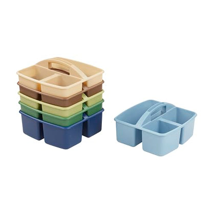 ECR4Kids 3-Compartment Small Storage Caddy Organizer, 6-Pack, Earthtone - color: Earthtone