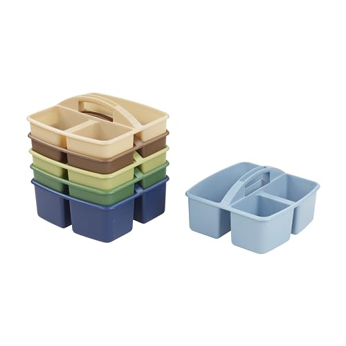 ECR4Kids 3-Compartment Small Storage Caddy Organizer, 6-Pack, Earthtone - color: Earthtone