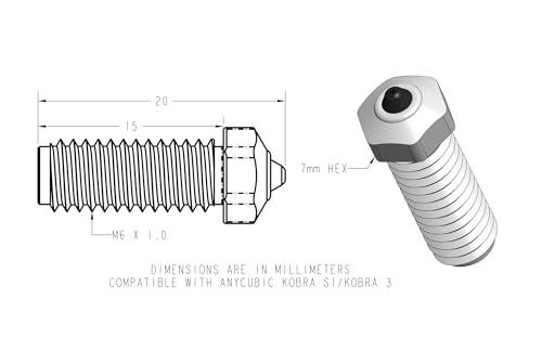 Diamondback Kobra S1 Compatible 3D Printer Nozzle, Diamond Tip, 0.2mm - size: 0.2mm