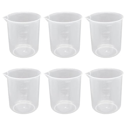 Waziaqoc 500ml/17oz Plastic Graduated Beaker, 6 Pack - size: 4.18 x 3.94 Inch