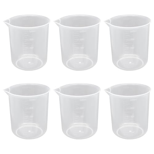 Waziaqoc 500ml/17oz Plastic Graduated Beaker, 6 Pack - size: 4.18 x 3.94 Inch
