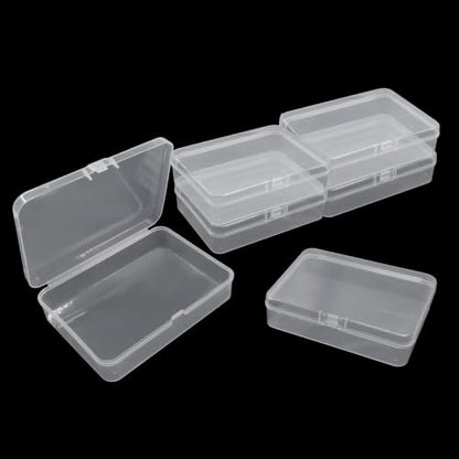 BokWin 6 Pack Mini Plastic Clear Beads Storage Containers Box - size: 4.45"x3.3"x1.18"